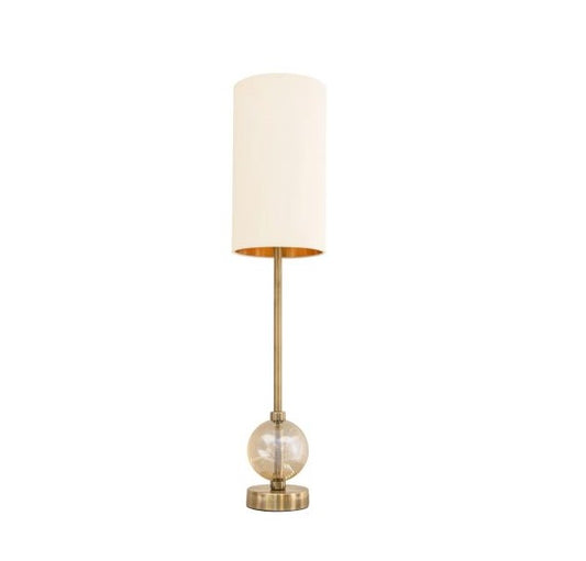 Lampe de table Mistral en laiton antique et cristal cognac