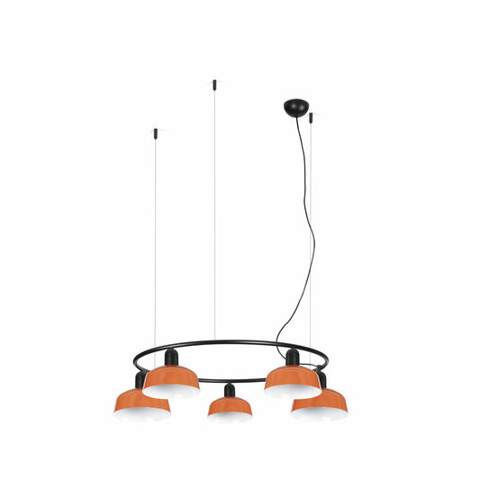 Faro Barcelona 5 Light Circular pendant in Reddish Orange