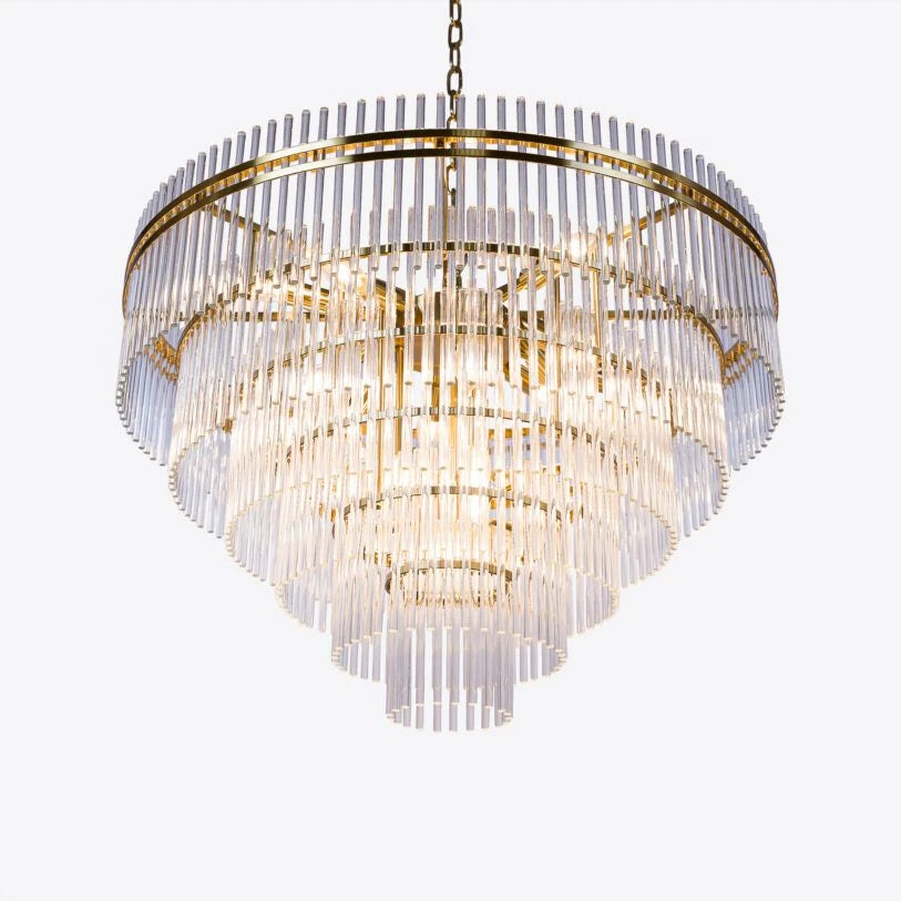 Waldorf Art Deco Tiered Glass Chandelier