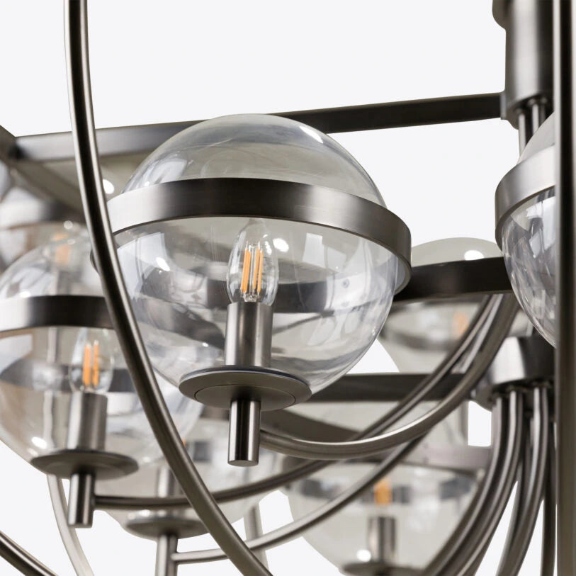 Lustre en verre à 25 lumières en forme de croix
