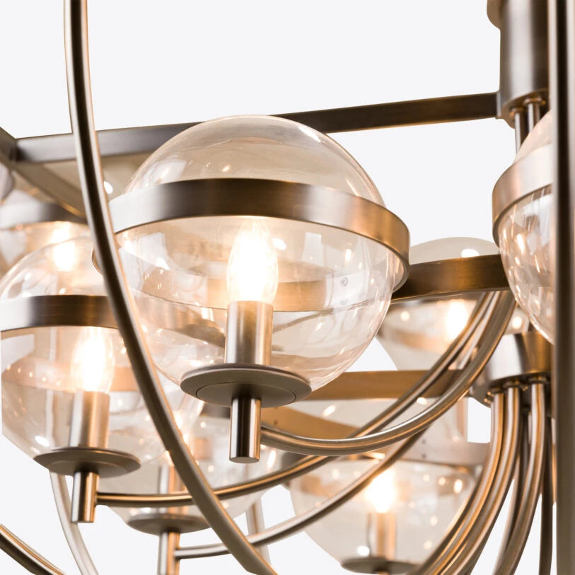 Lustre en verre à 25 lumières en forme de croix