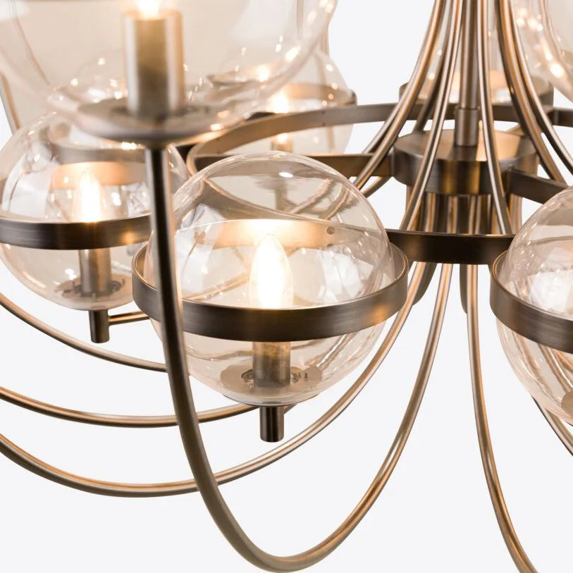 Lustre en verre à 25 lumières en forme de croix