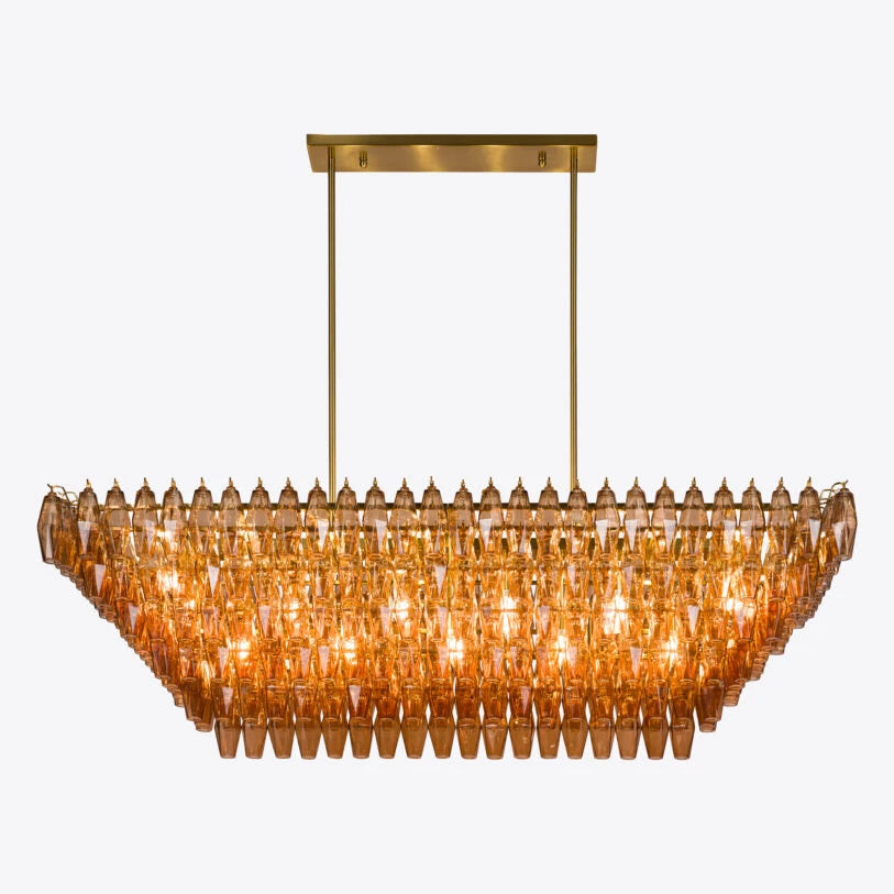 Sorrento Amber Glass Rectangular Chandelier
