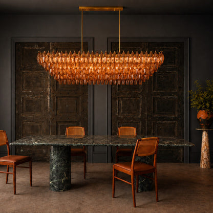 Sorrento Amber Glass Rectangular Chandelier
