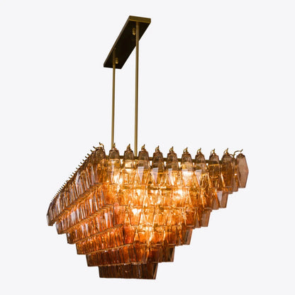 Sorrento Amber Glass Rectangular Chandelier