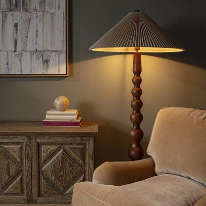 Kobe Wooden Floor Lamp with Fabric Shade