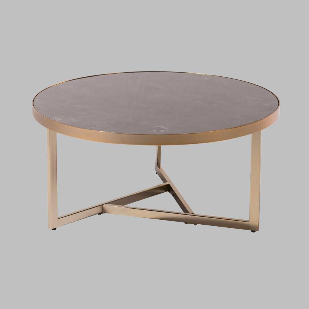 Table basse Solis Caviar en marbre et champagne
