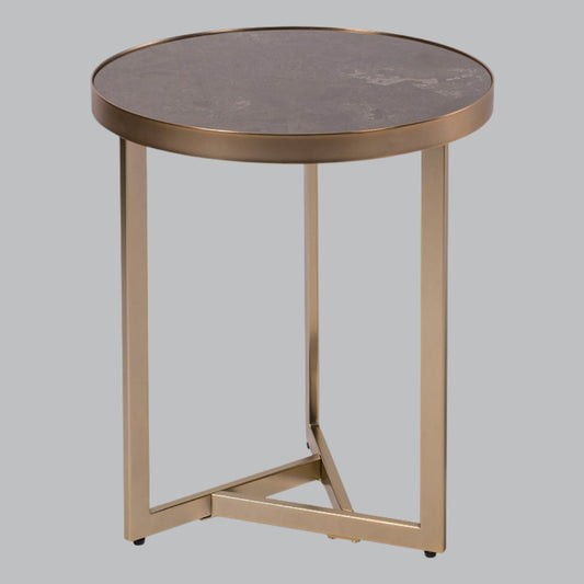 Table d'appoint Solis Caviar en marbre et champagne