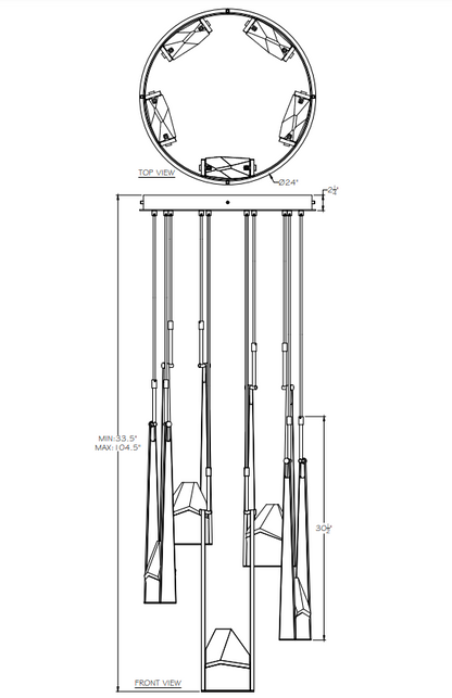 Suspension ronde Strata à 5 lumières