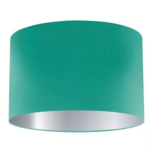 Abat-jour cylindrique en soie turquoise