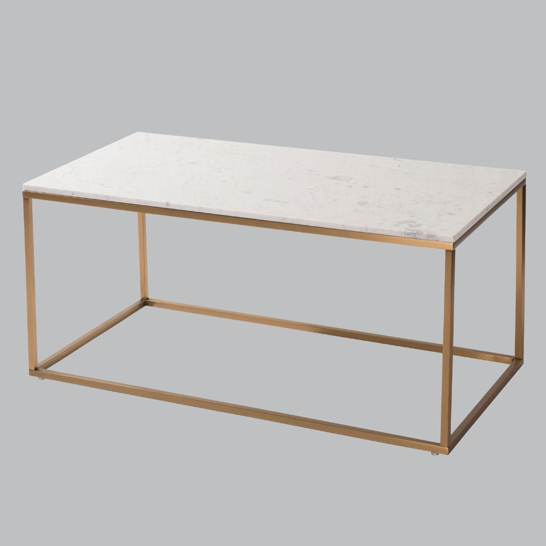 Table basse en marbre Yarrow Gold et blanc