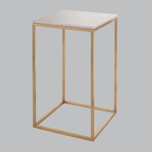 Table d'appoint en marbre Yarrow Gold et blanc