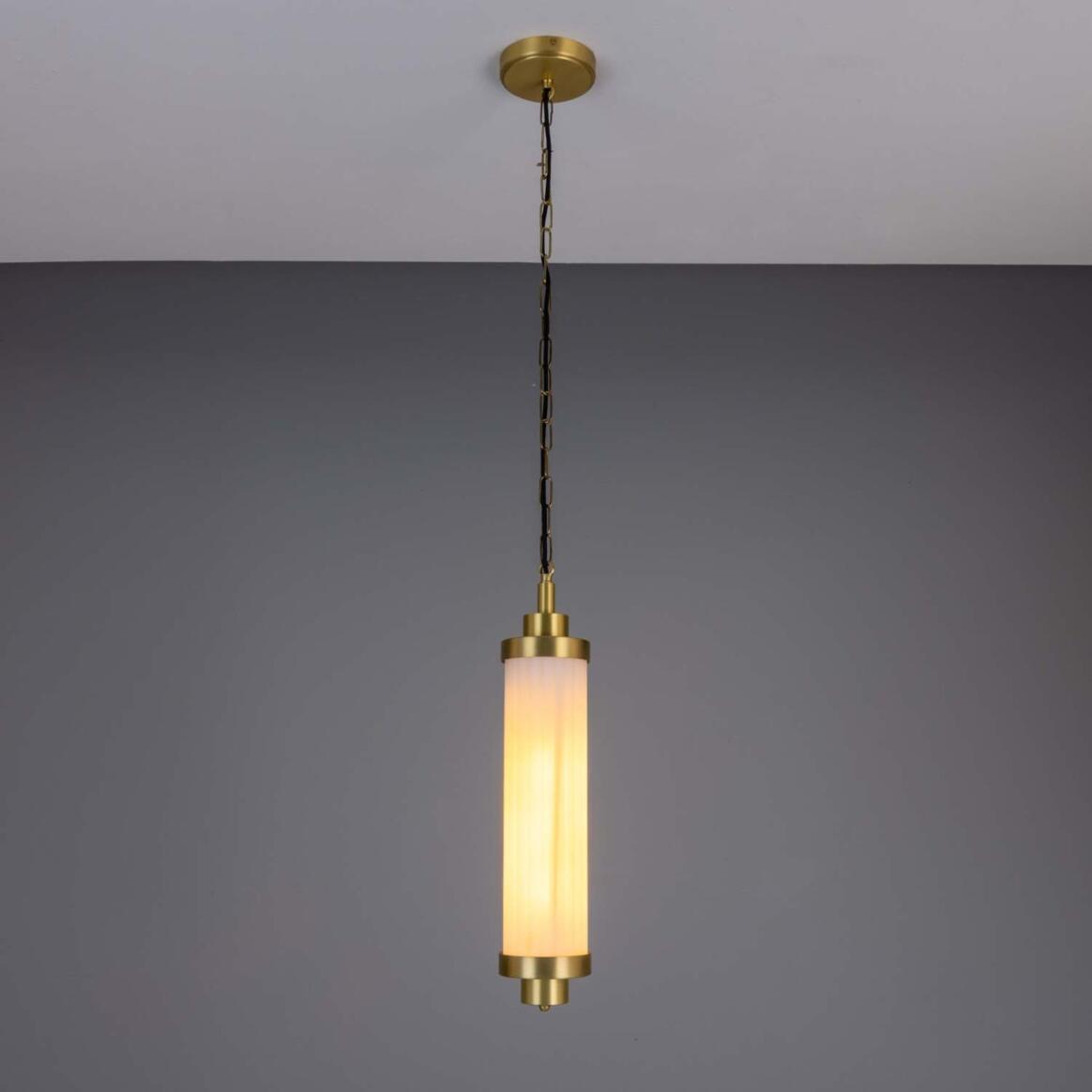 Suspension de salle de bain Louise Vintage en verre ondulé et laiton IP44