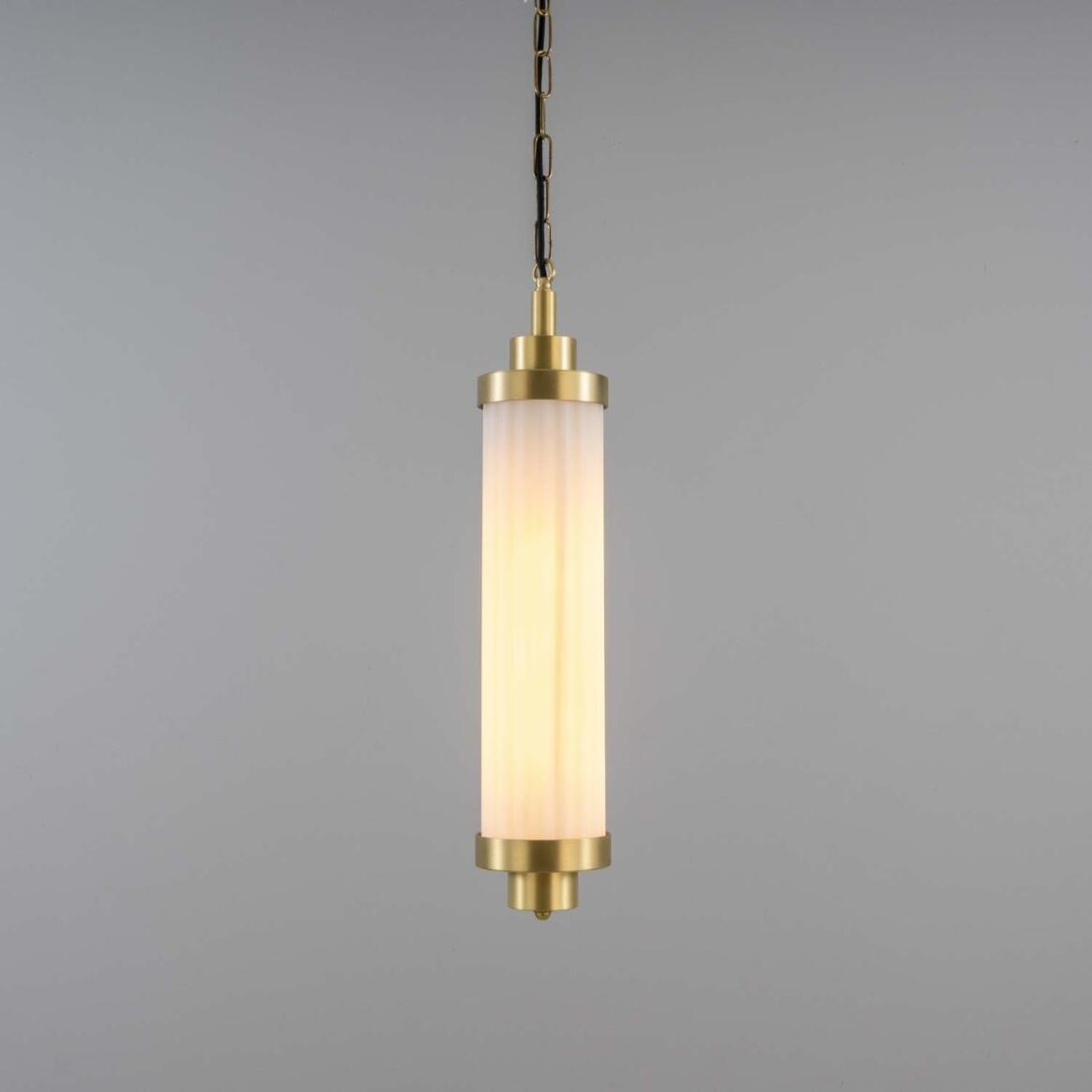 Suspension de salle de bain Louise Vintage en verre ondulé et laiton IP44