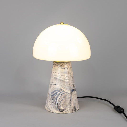 Lampe de table champignon en céramique avec dôme en verre, 38 cm, IP20