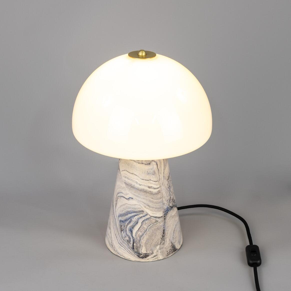 Lampe de table champignon en céramique avec dôme en verre, 38 cm, IP20