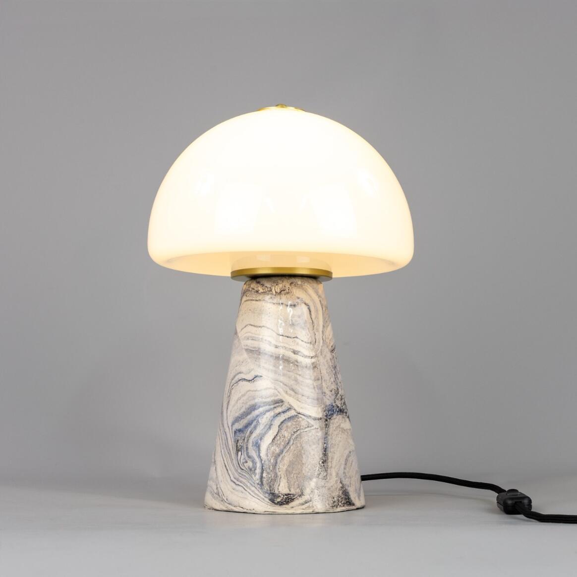 Lampe de table champignon en céramique avec dôme en verre, 38 cm, IP20
