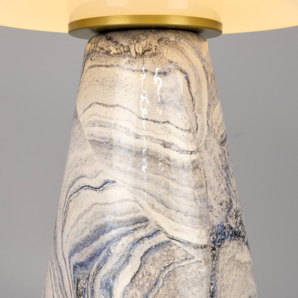 Lampe de table champignon en céramique avec dôme en verre, 38 cm, IP20