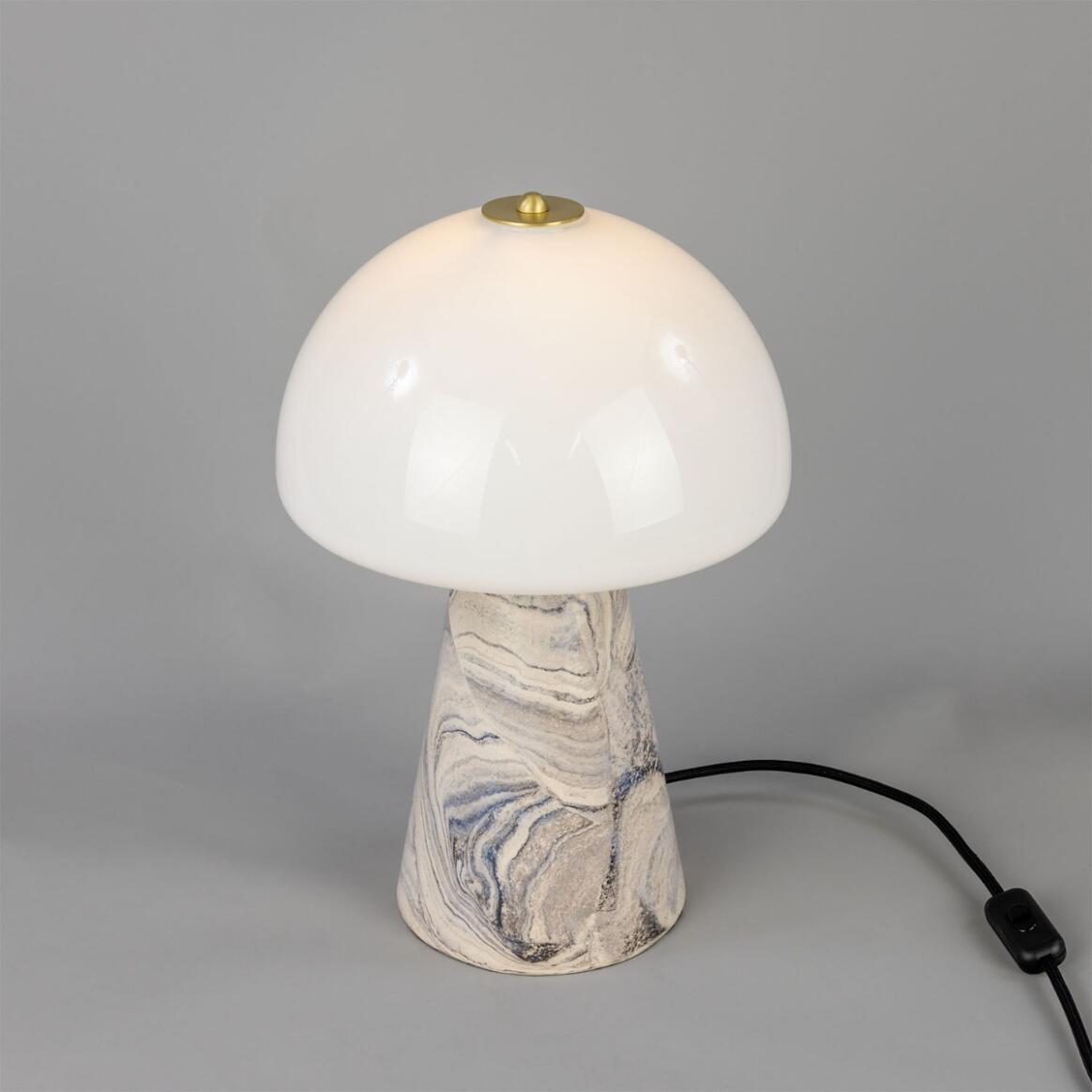 Lampe de table champignon en céramique avec dôme en verre, 38 cm, IP20