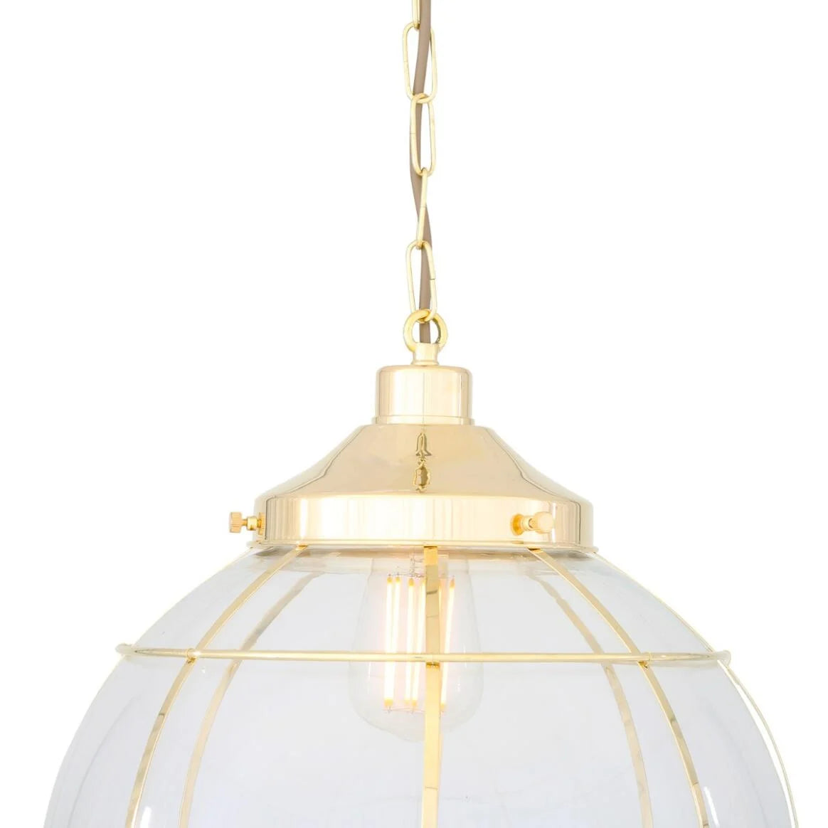 Suspension en verre Henlow avec cage en laiton