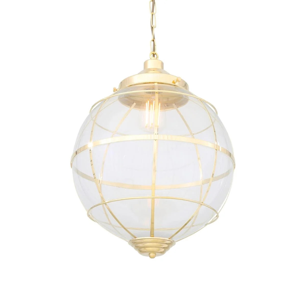 Suspension en verre Henlow avec cage en laiton