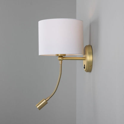 Applique murale Longford en laiton avec bras flexible et projecteur de lecture