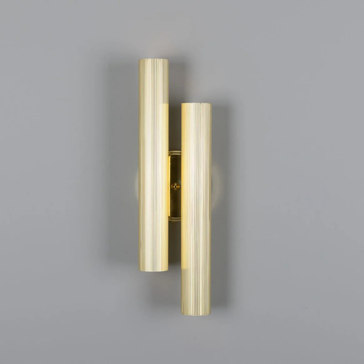Royce Modern Reeded Brass Double Wall Light
